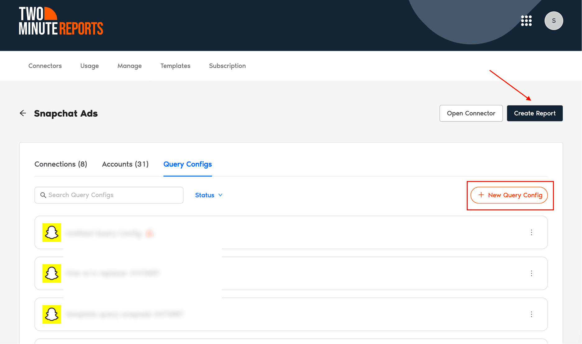 Click Create Report to build your Snapchat Ads dashboard in Looker Studio