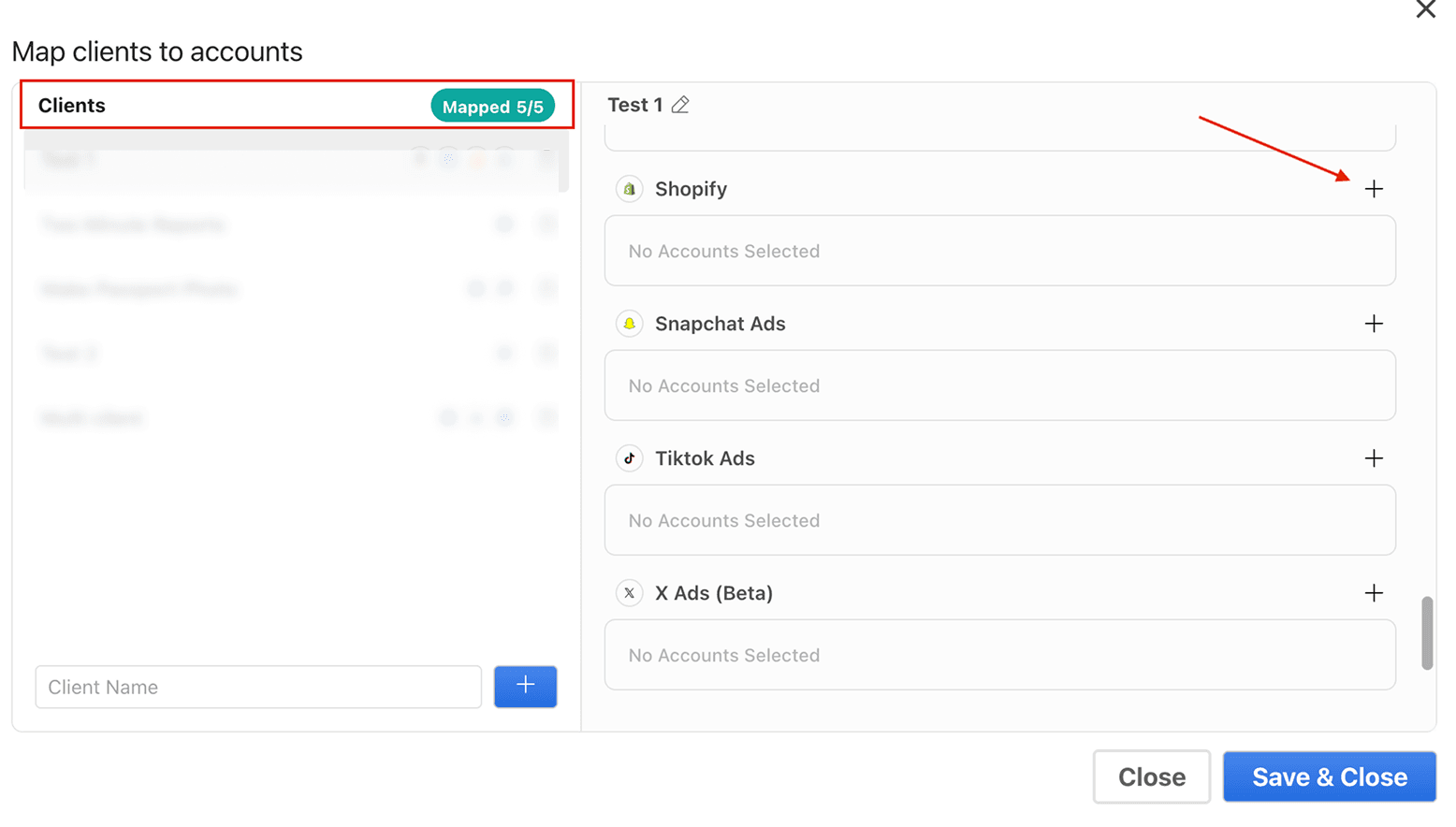 Map your client's Shopify store accounts to Google Sheets