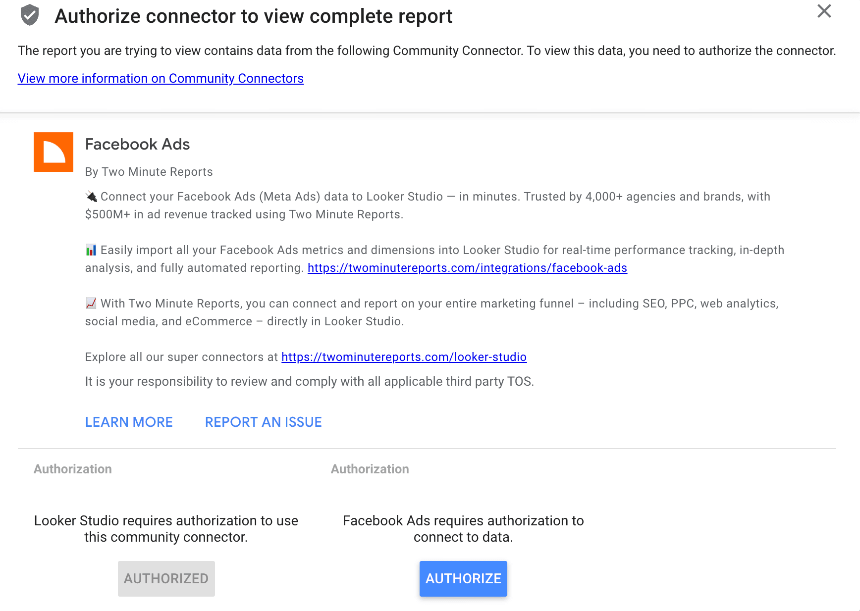 Facebook Ads configuration in Looker Studio