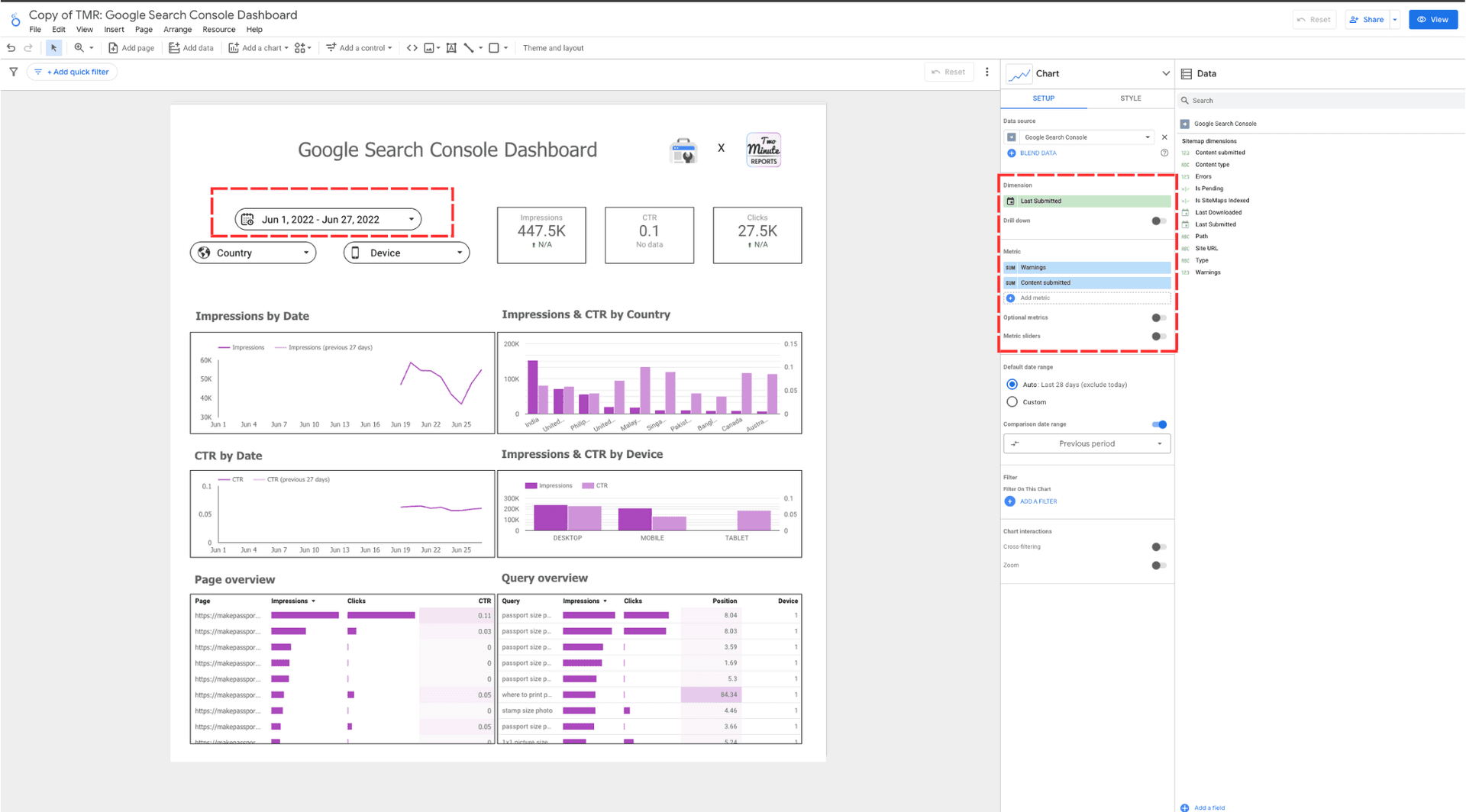 Google Search Console template