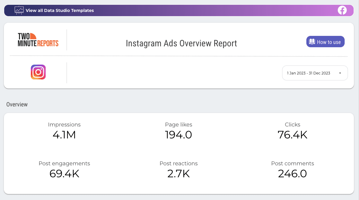 Instagram Ads Overview Report