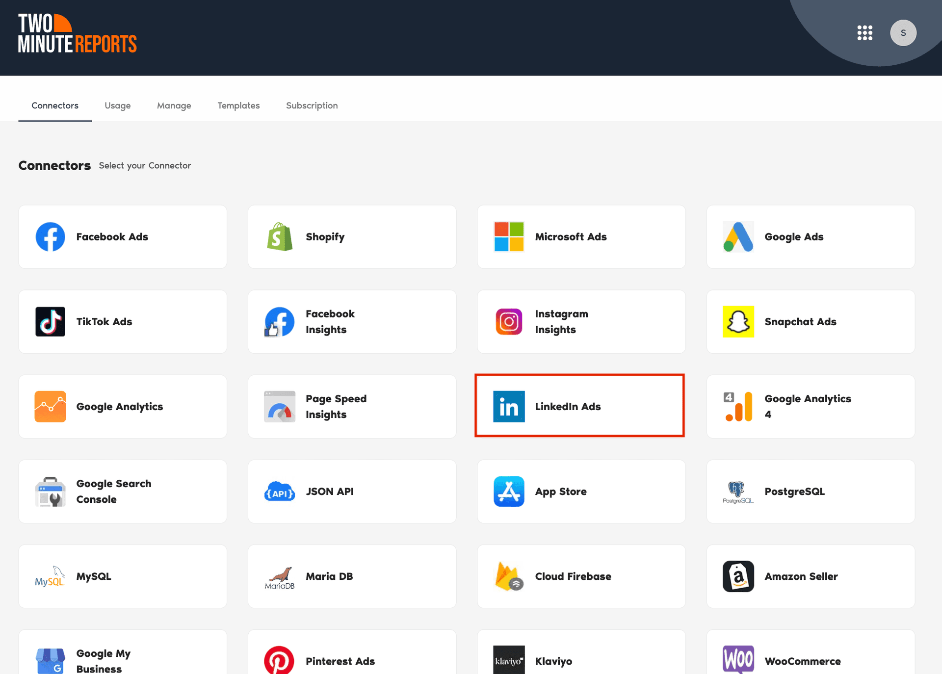 Select LinkedIn Ads Connector