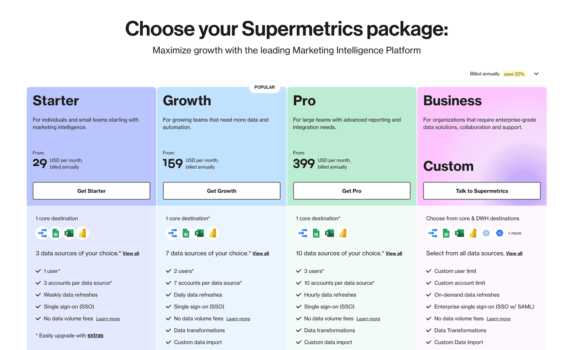 Supermetrics pricing