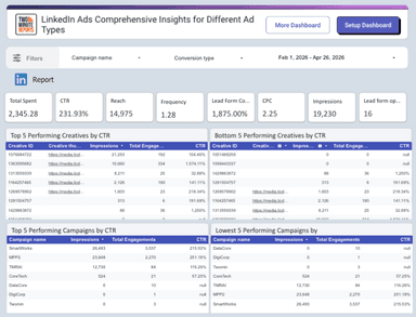 LinkedIn Ads Comprehensive Insights for Different Ad Types