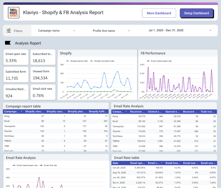 Klaviyo - Shopify & FB Analysis Report