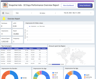 Snapchat Ads - 32 Days Performance Overview Report