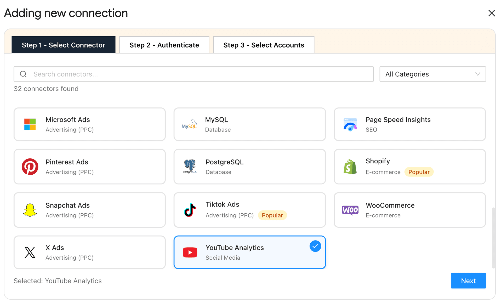 Connect YouTube Analytics with Google Sheets using Two Minute Reports
