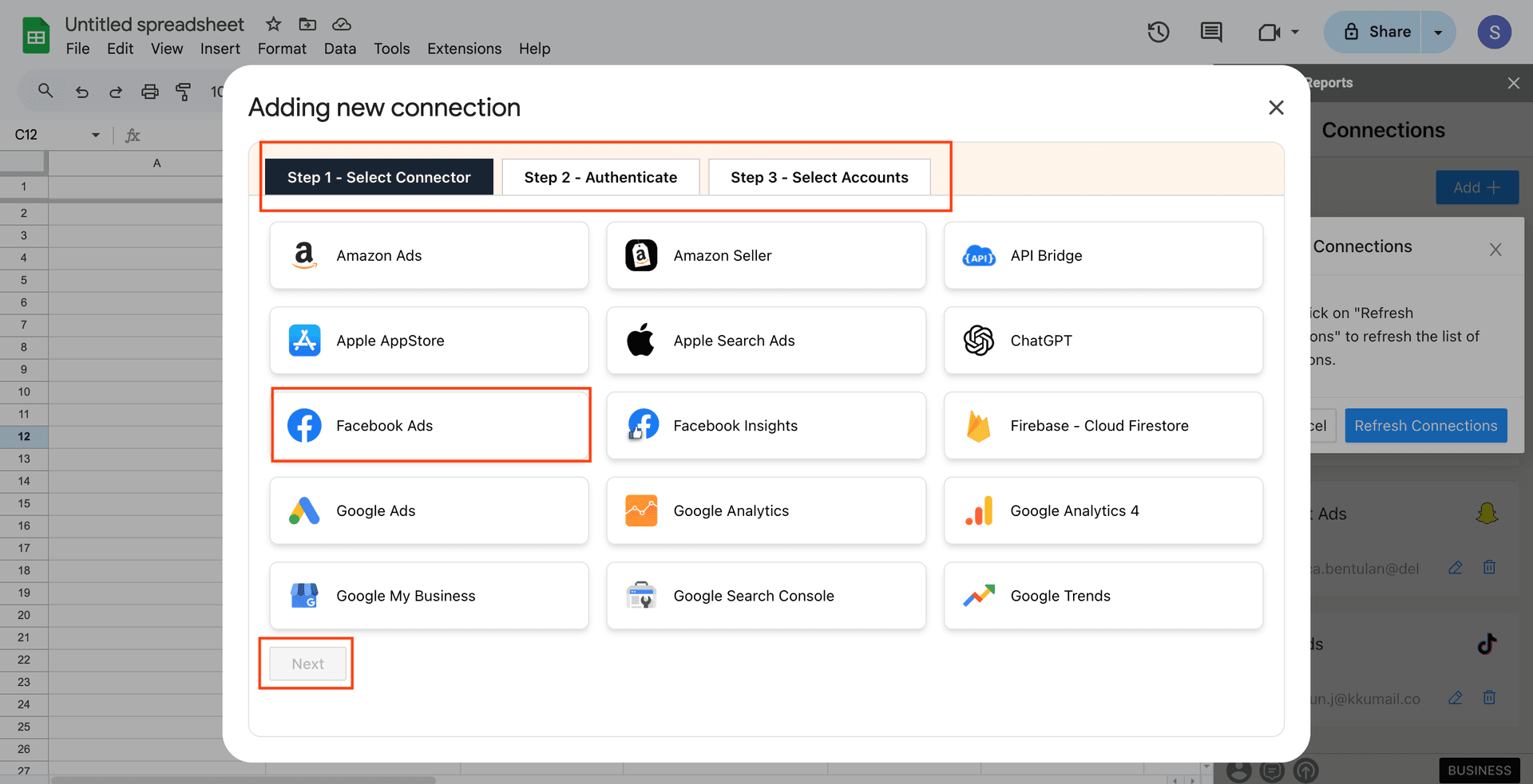 Connect to Facebook Ads data source