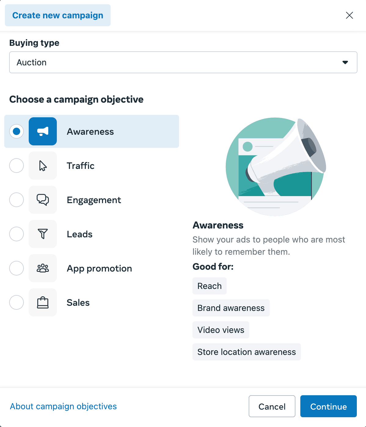 Facebook Ads campaign objective
