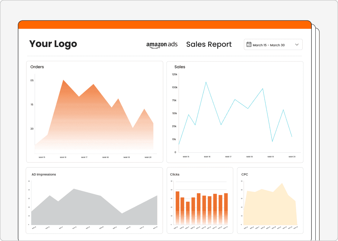 White label marketing report with custom agency branding and client logo