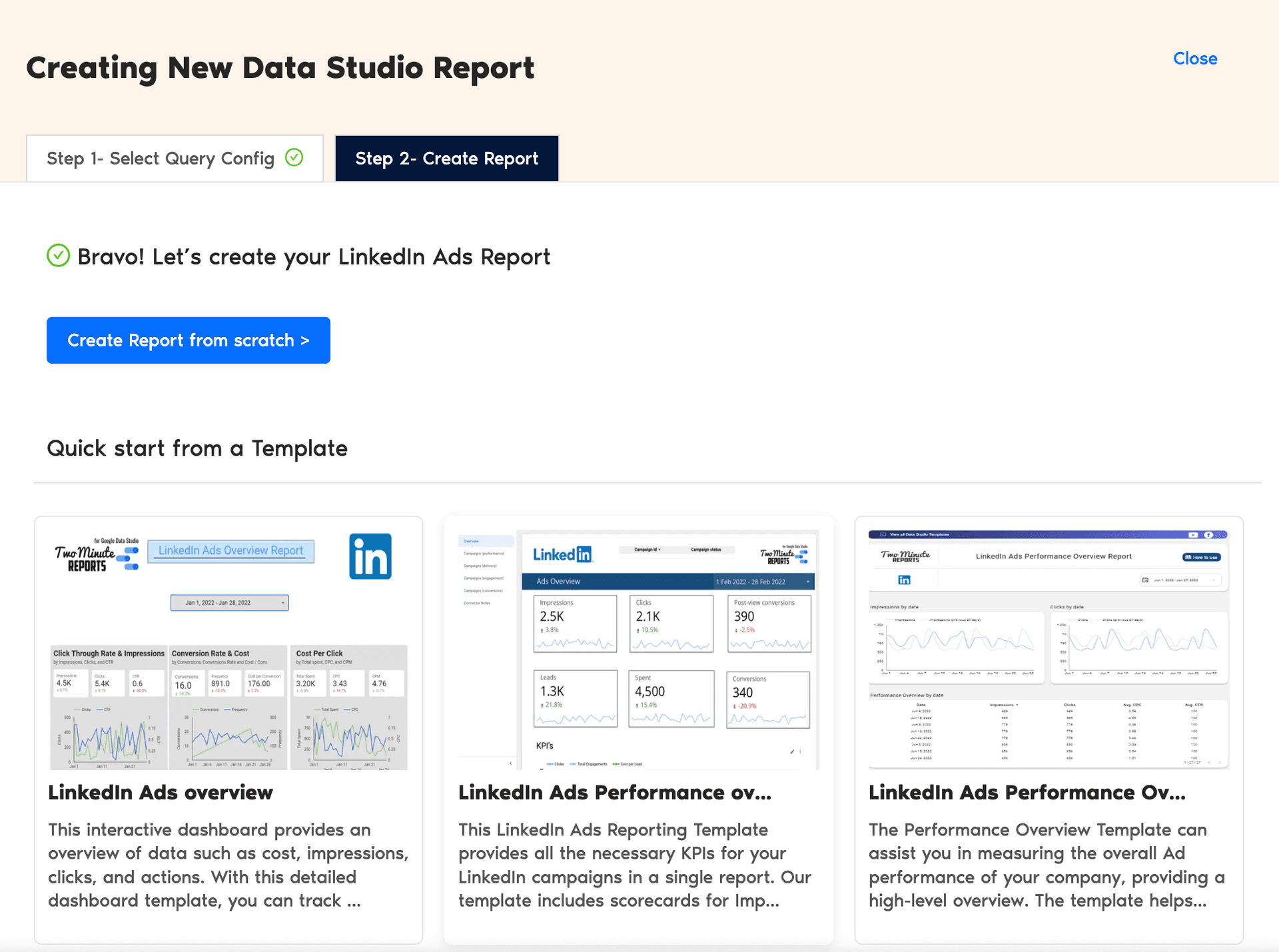 Create LinkedIn Ads report with TMR