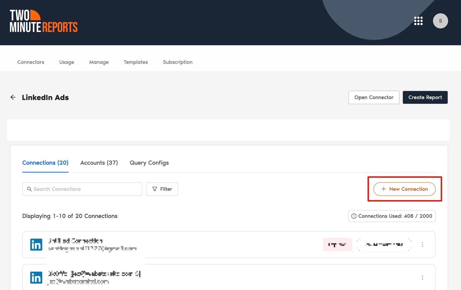 Create new connection in LinkedIn Ads
