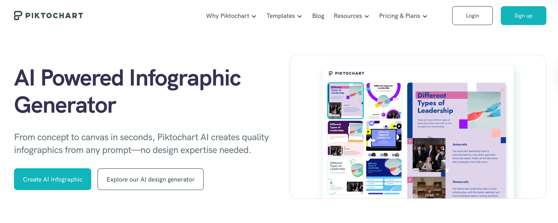 Piktochart homepage