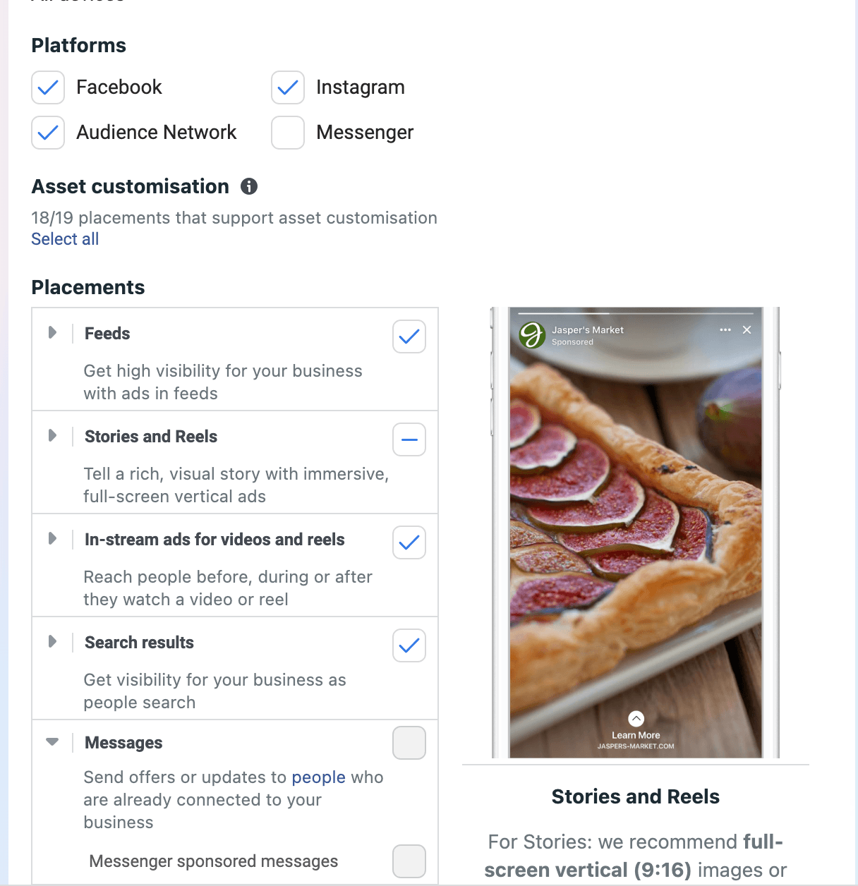 Facebook ads creative customization