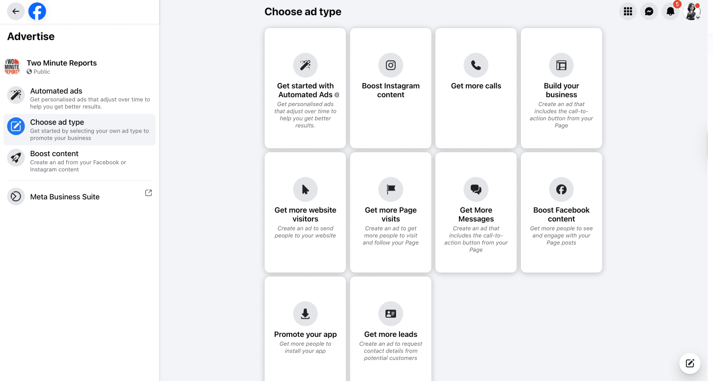 Two Minute Reports Facebook Business Page