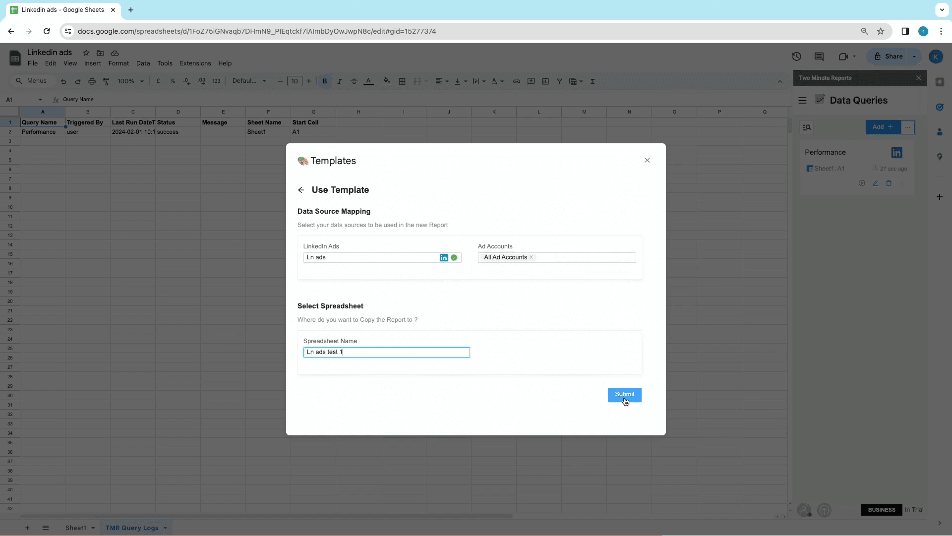 ga4 to sheets template mapping