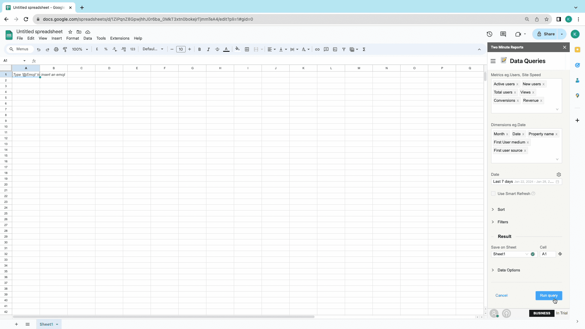 ga4 to sheets run query