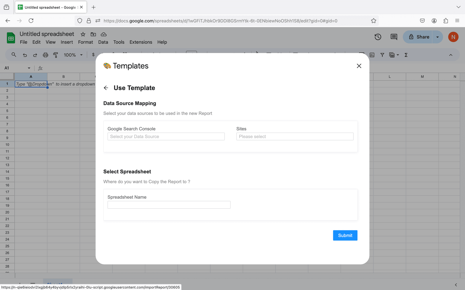 Google Search Console to Google Sheets template edit