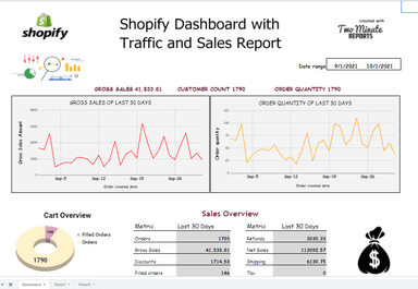 Shopify Dashboard with Traffic and Sales report