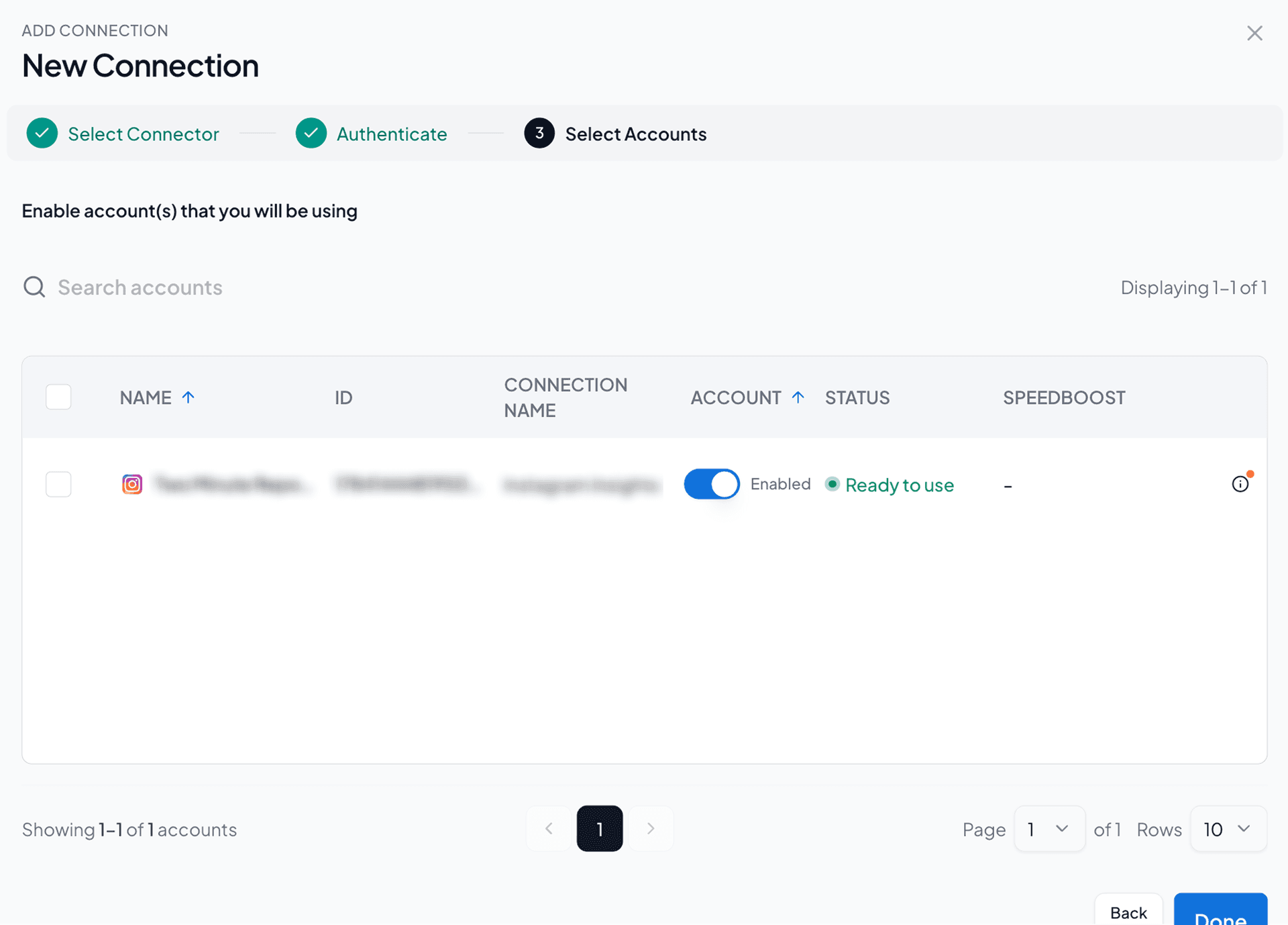 Enable the Instagram Insights accounts you want to track
