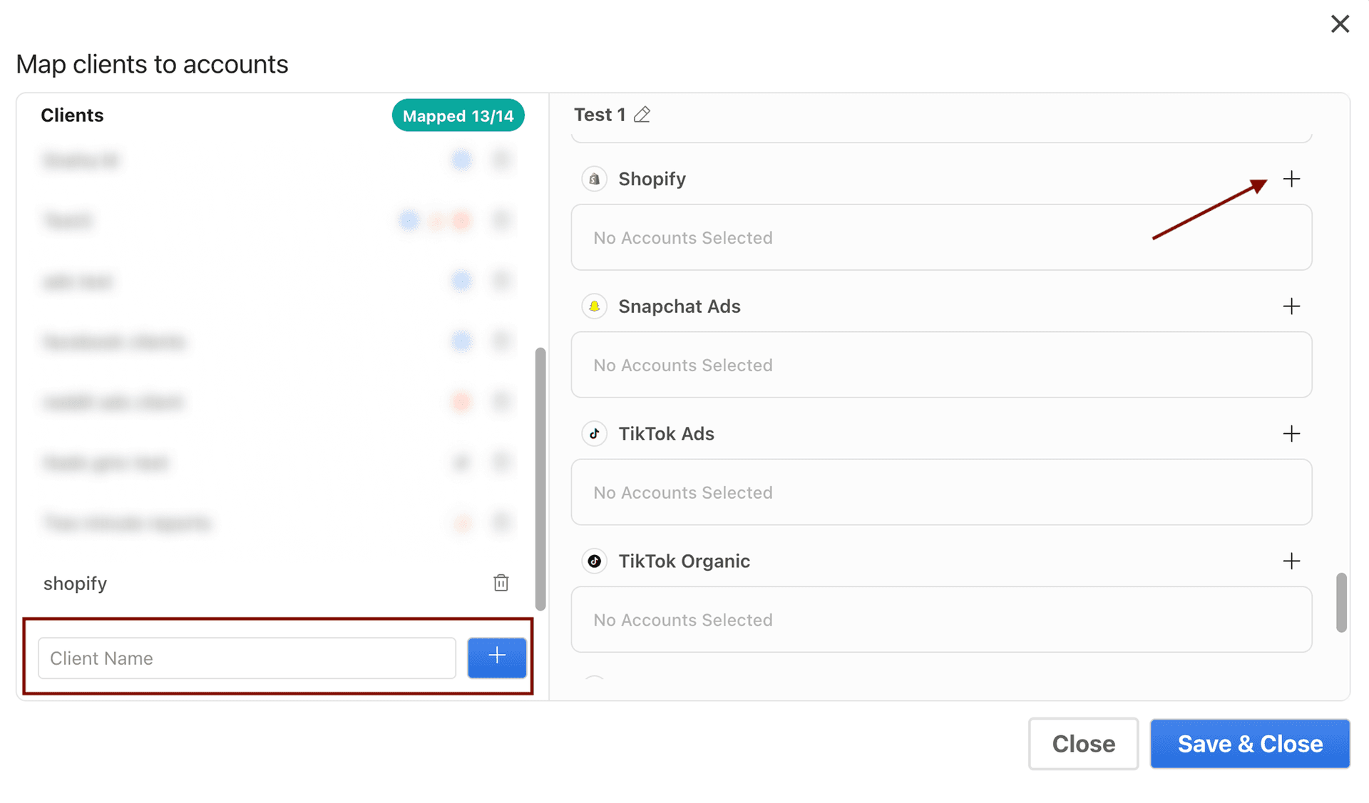 Map your client's Shopify store accounts to Google Sheets using Two Minute Reports