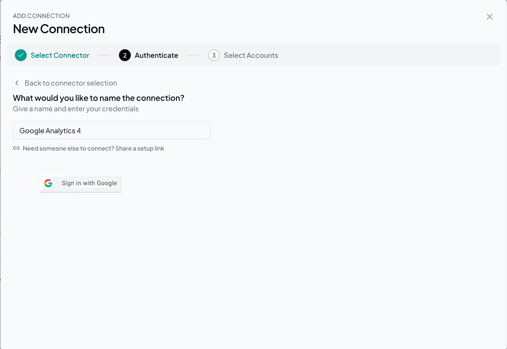 authorize GA4 connection
