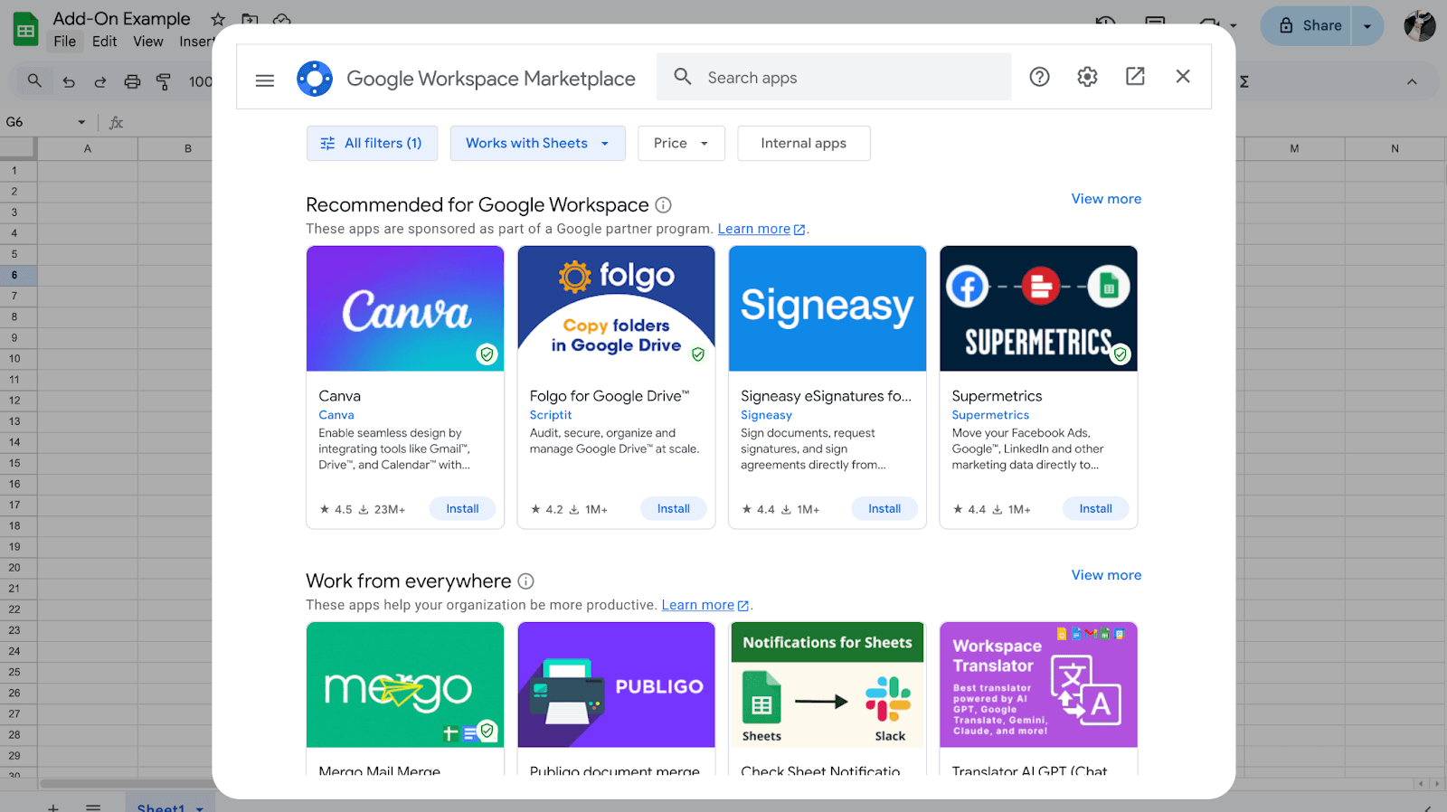 best google sheets add on