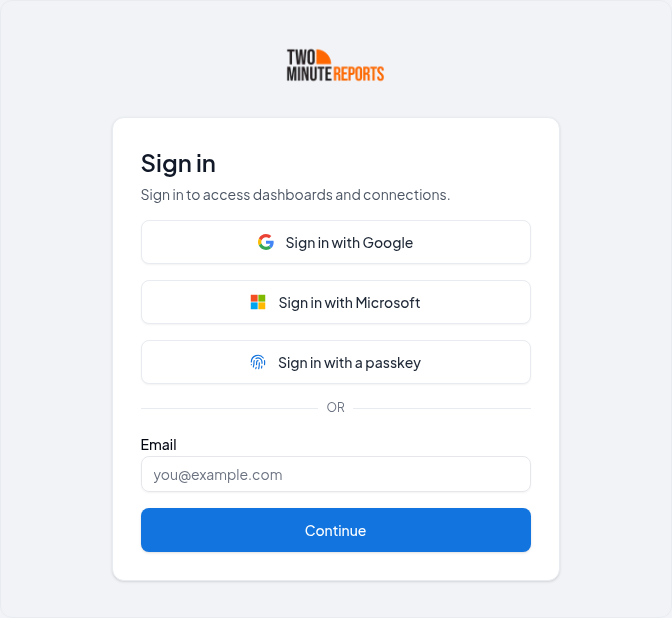The sign-in page with Sign in with a passkey under Google and Microsoft