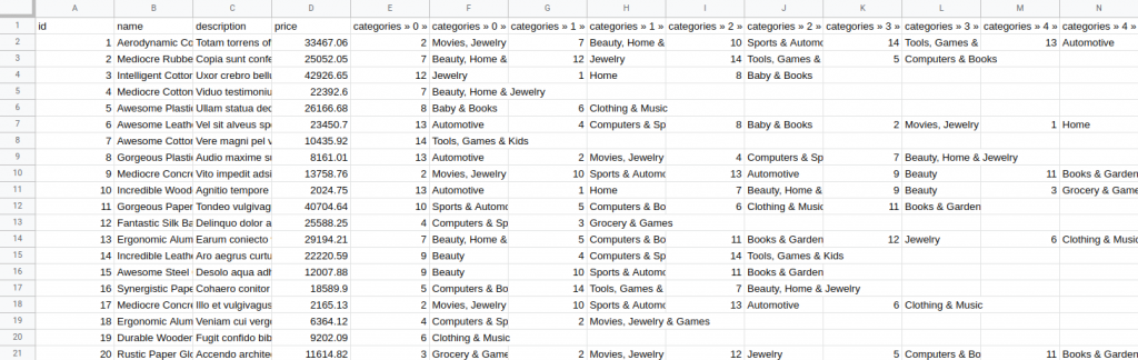 Flat format result