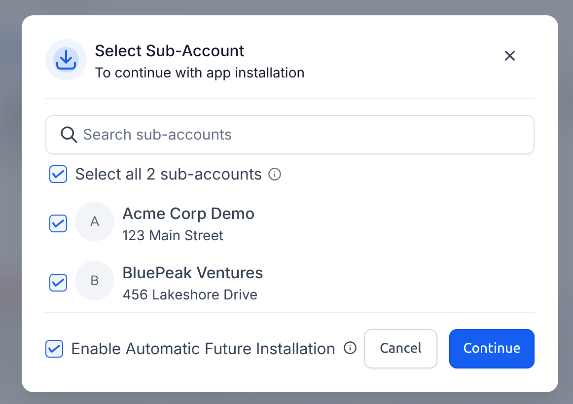Select Sub-Account