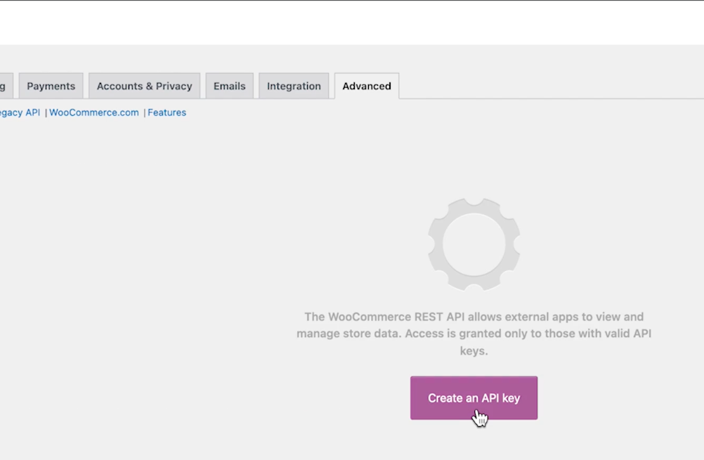 Create API key form