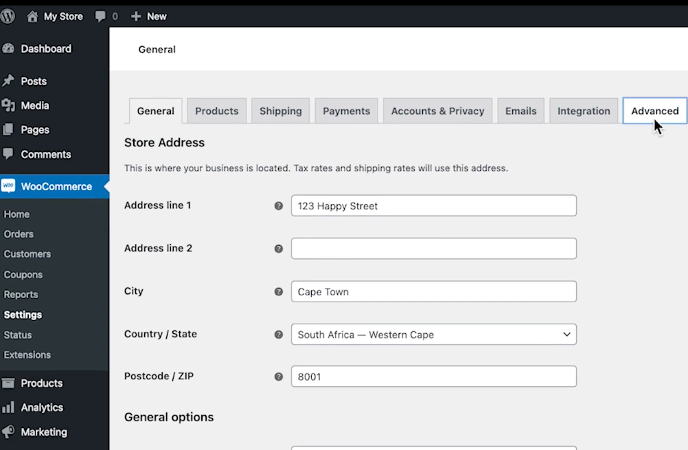 WooCommerce Settings — Advanced — REST API