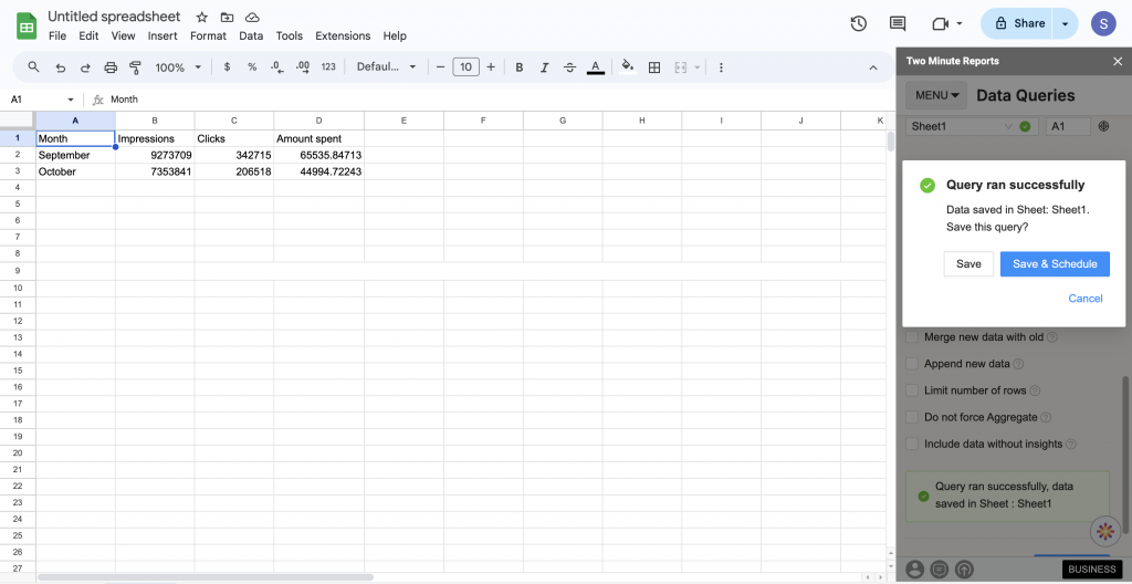 Amount Spent column converted to EUR