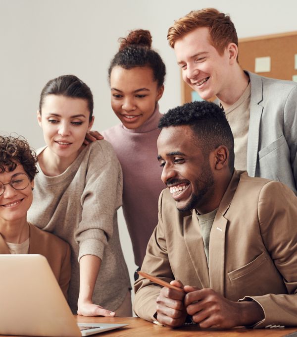 Marketing team celebrating a result